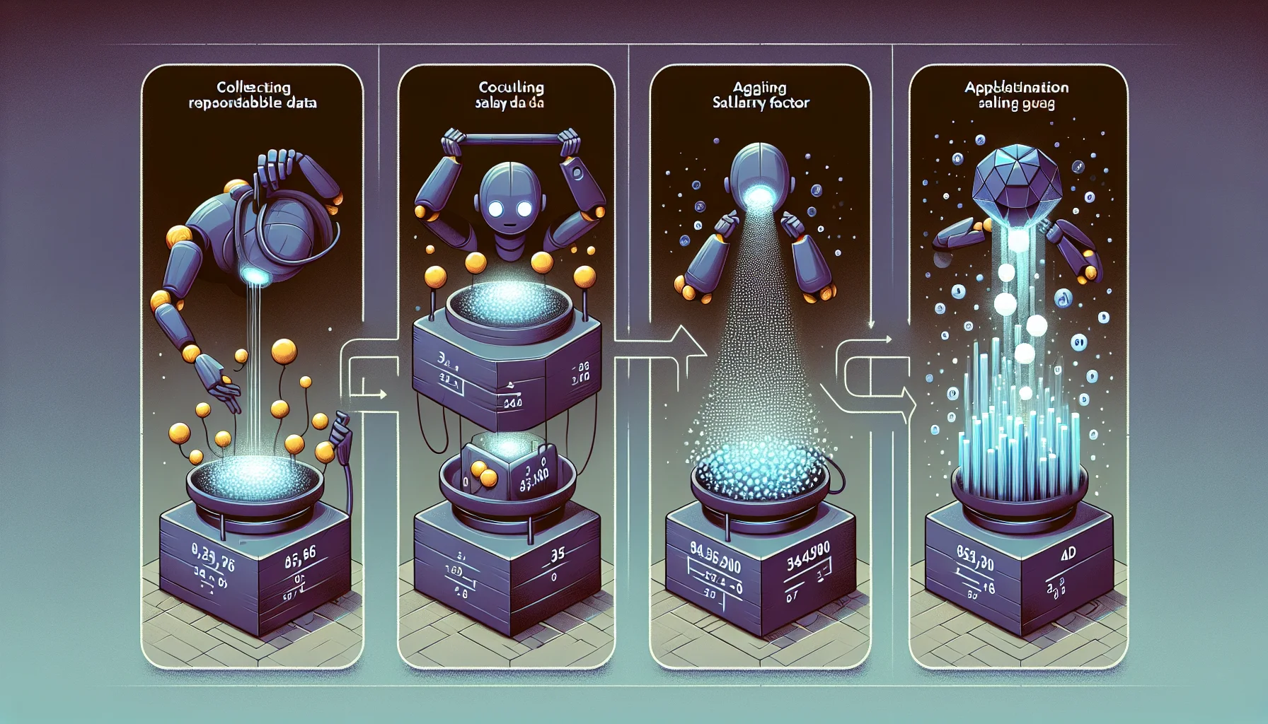 Illustration of a step-by-step guide to aging salary data