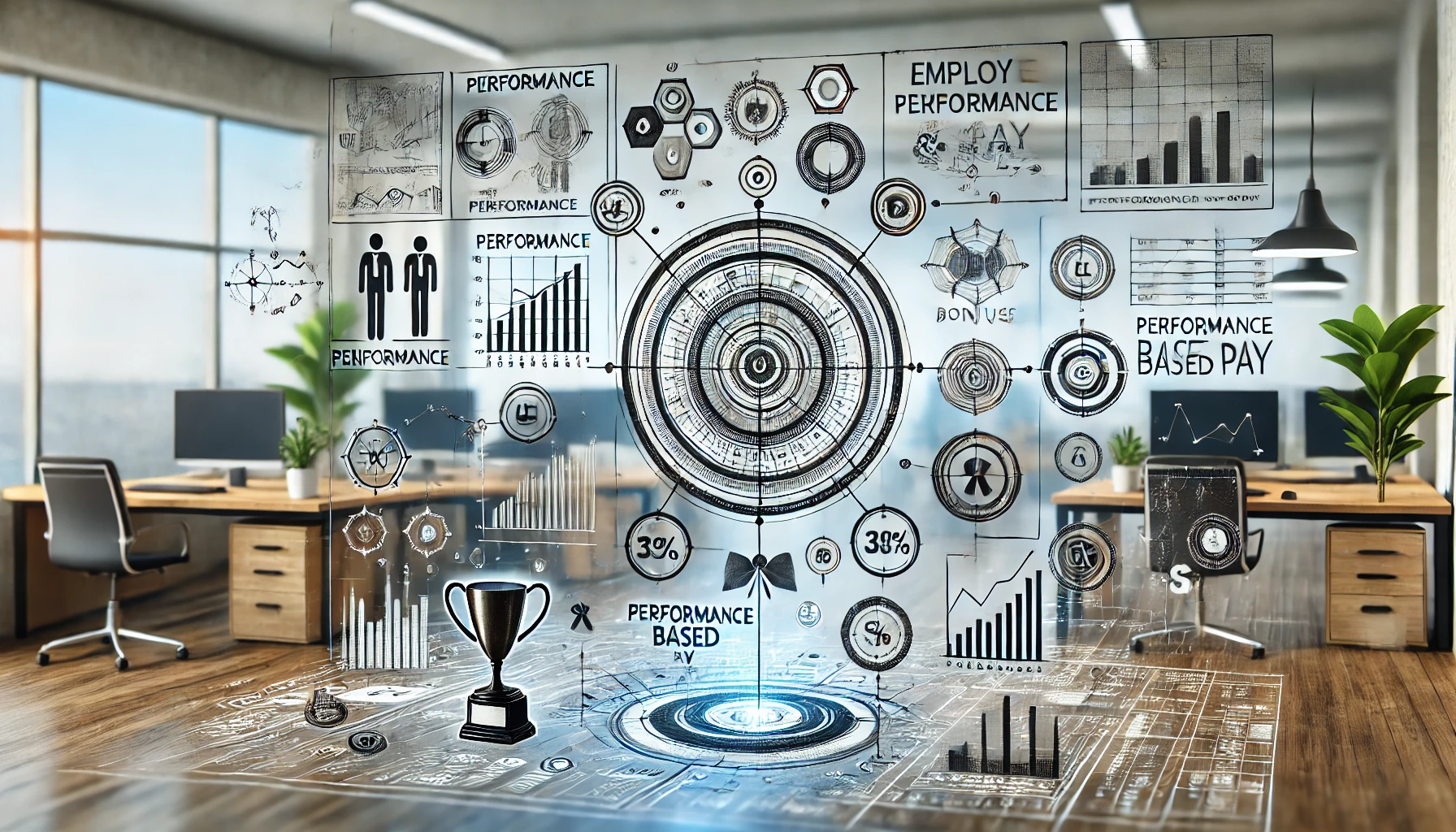 A cartoon illustrating the benefits of performance based pay on employee motivation.