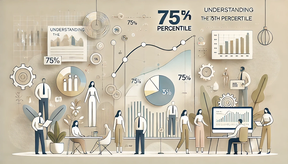 A visual representation of examples of 75th percentile salaries across different industries.