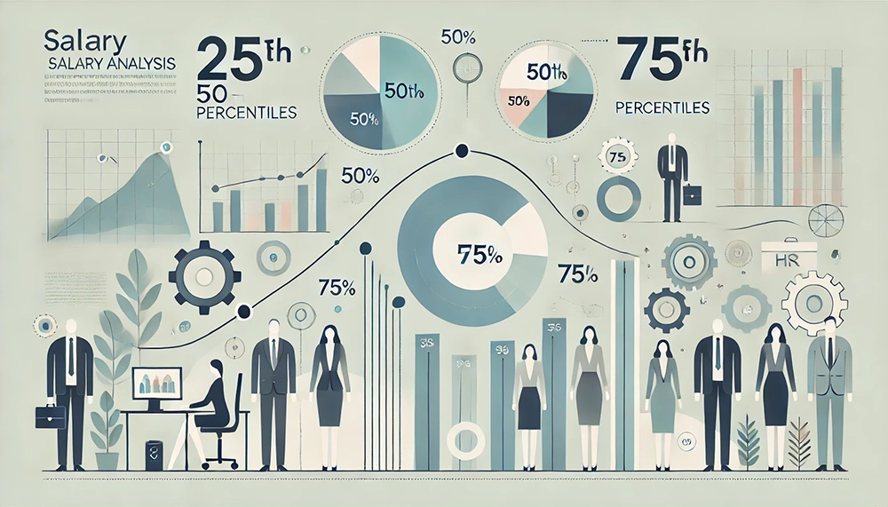 An illustration of how the 75th percentile is used to attract top talent in companies.
