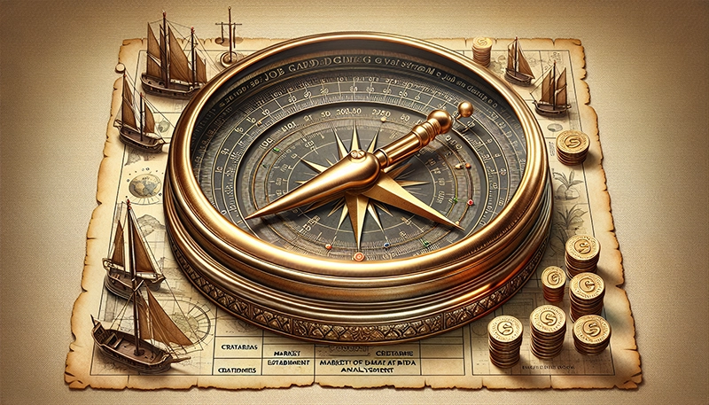 Illustration of a compass pointing to 'job grading'