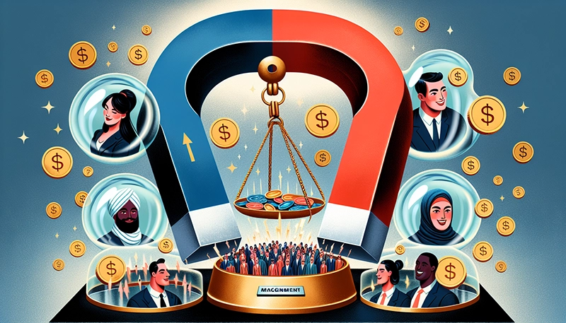 Illustration of a magnet attracting talent