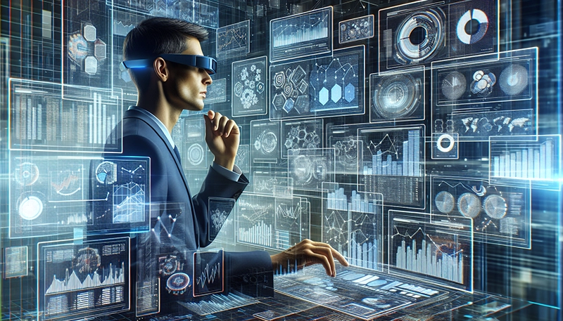 Illustration of a finance manager analyzing financial reports