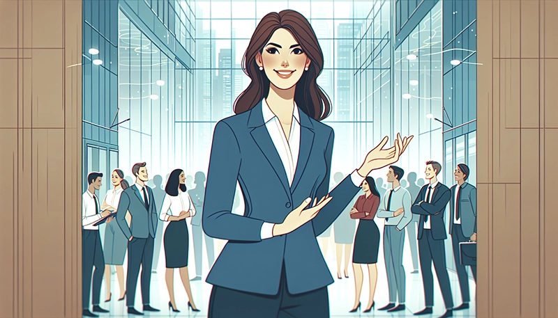 Illustration of a confident Operations Manager leading a team