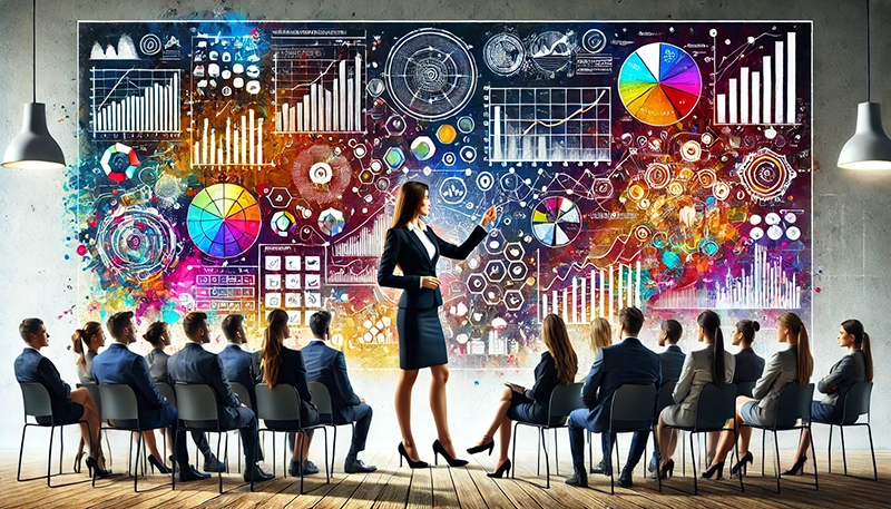 Illustration of a project manager leading a team