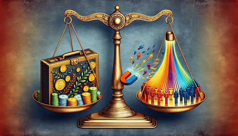 Illustration of a scale representing market competitive pay systems