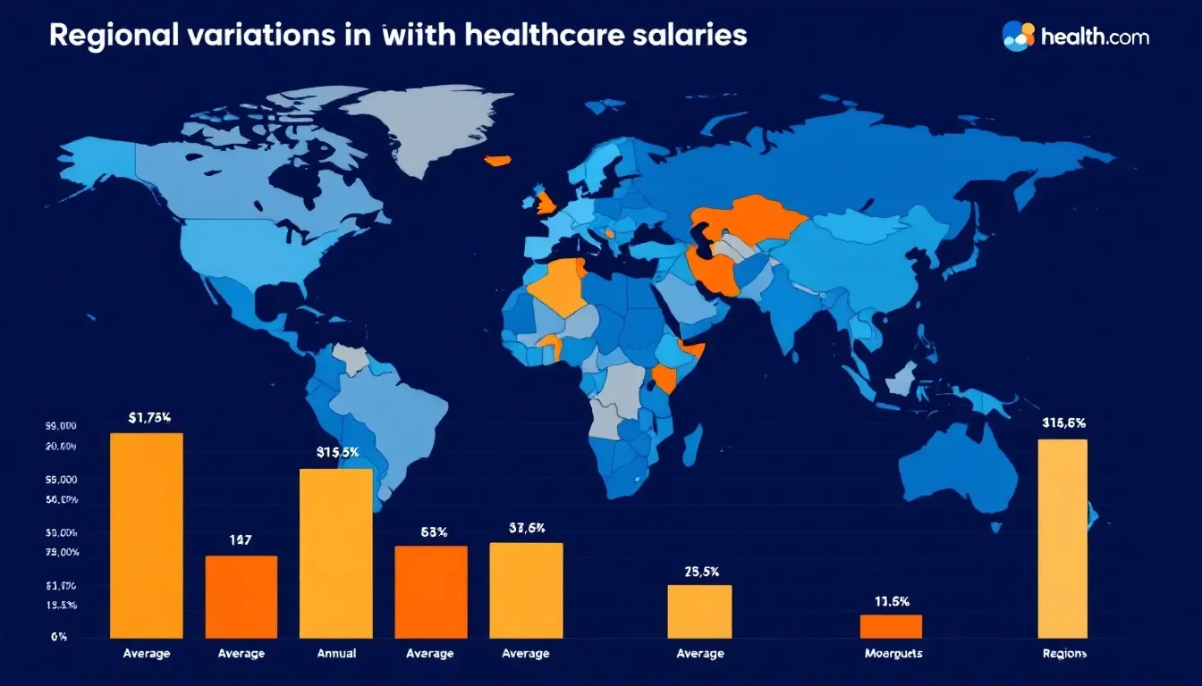 Regional variations in healthcare salaries.