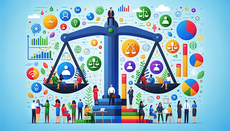 An illustration showing the concept of internal equity in employee compensation.