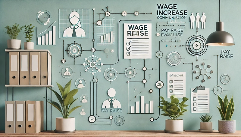 An illustration depicting the step-by-step process of writing a wage increase letter.