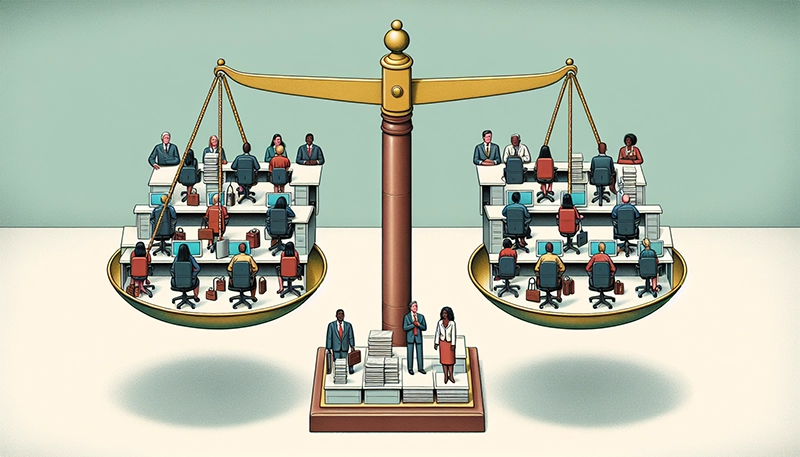Illustration of a scale representing internal equity in job-based pay structures