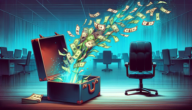 Illustration of money flying away, representing employee turnover and recruitment expenses due to non-competitive salaries