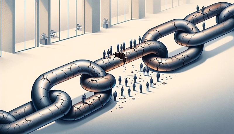 Illustration of a broken chain, representing the hidden costs of offering non-competitive salaries