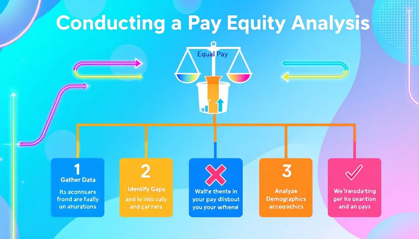 A diagram illustrating the steps in conducting a pay equity analysis.
