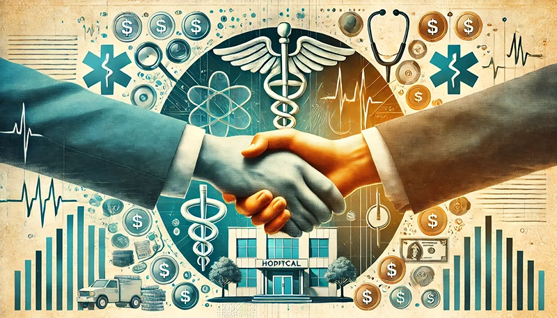 A futuristic illustration depicting trends in healthcare compensation.