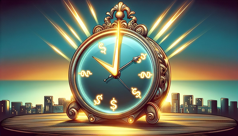 Cartoon of a clock indicating peak hours