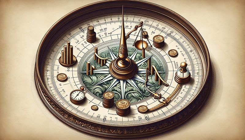 Illustration of a compass pointing to key components of a compensation study