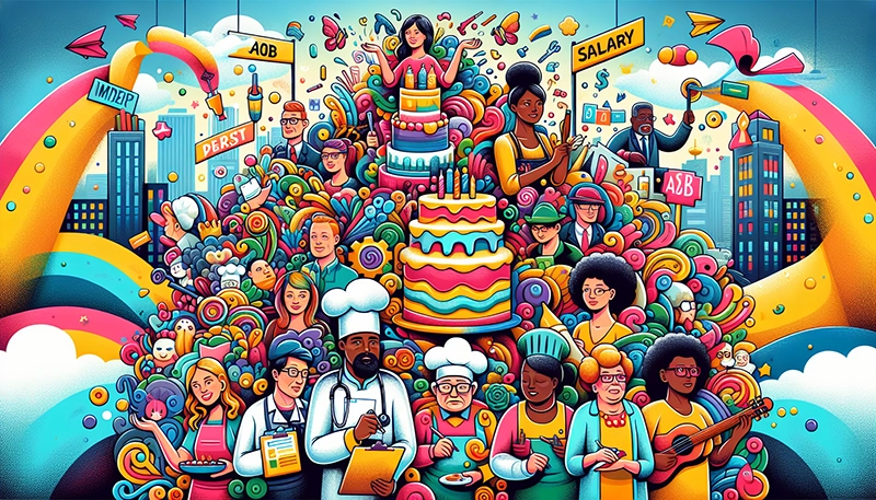 An illustration representing job salaries in the job market.