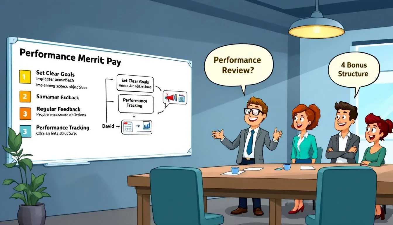 An illustration of the steps to successfully implement a merit pay system.