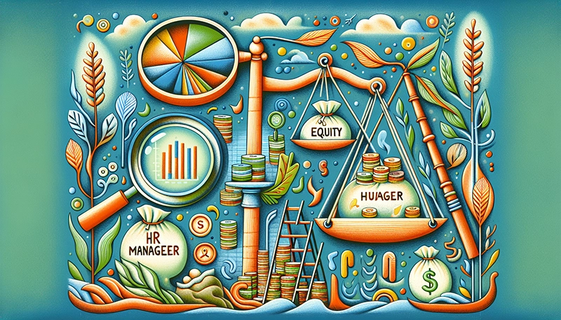 An artistic summary illustration of the key findings on HR Manager salaries