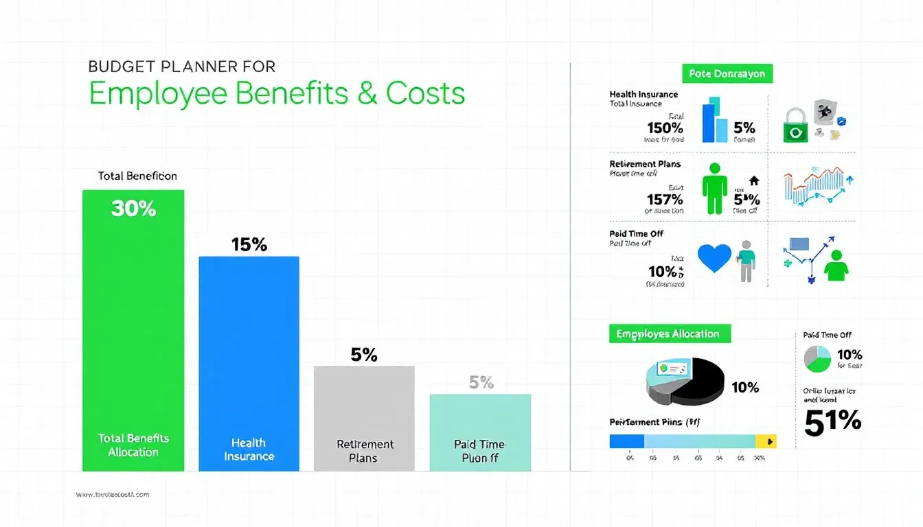 A budget planner showing allocation for employee benefits and costs.