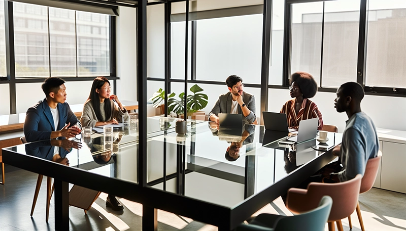 Diverse group of people collaborating in a meeting