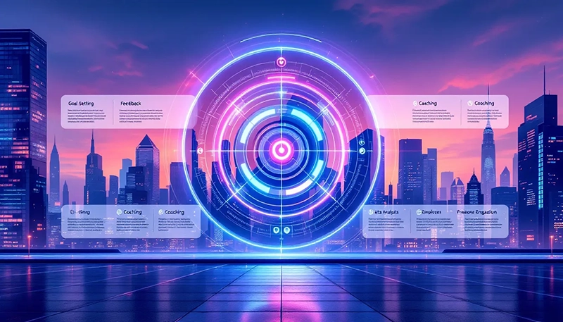 An illustration of technology's role in performance management.