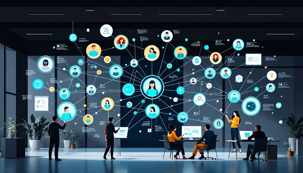 A graphic showing the importance of employee connectivity for business success.