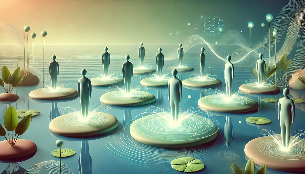 An illustration depicting future trends in employee connectivity and technology.