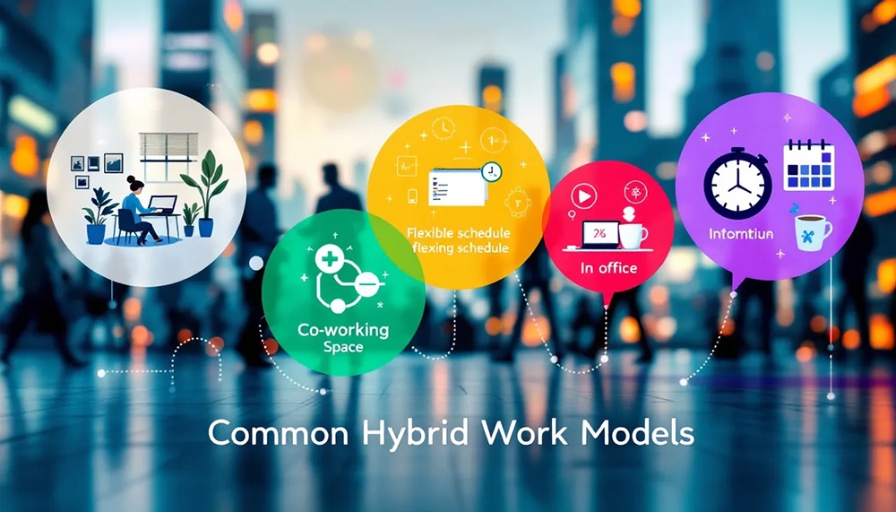A comparison of common hybrid work models, showcasing their unique features.