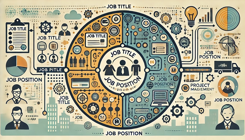 An illustration depicting the difference between job title and job position.