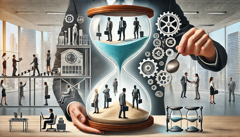 An illustrated infographic showing factors influencing high attrition rates in the workplace.