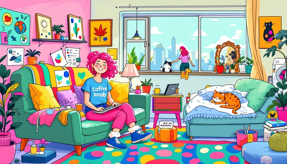 An illustration representing work-life balance for remote employees.