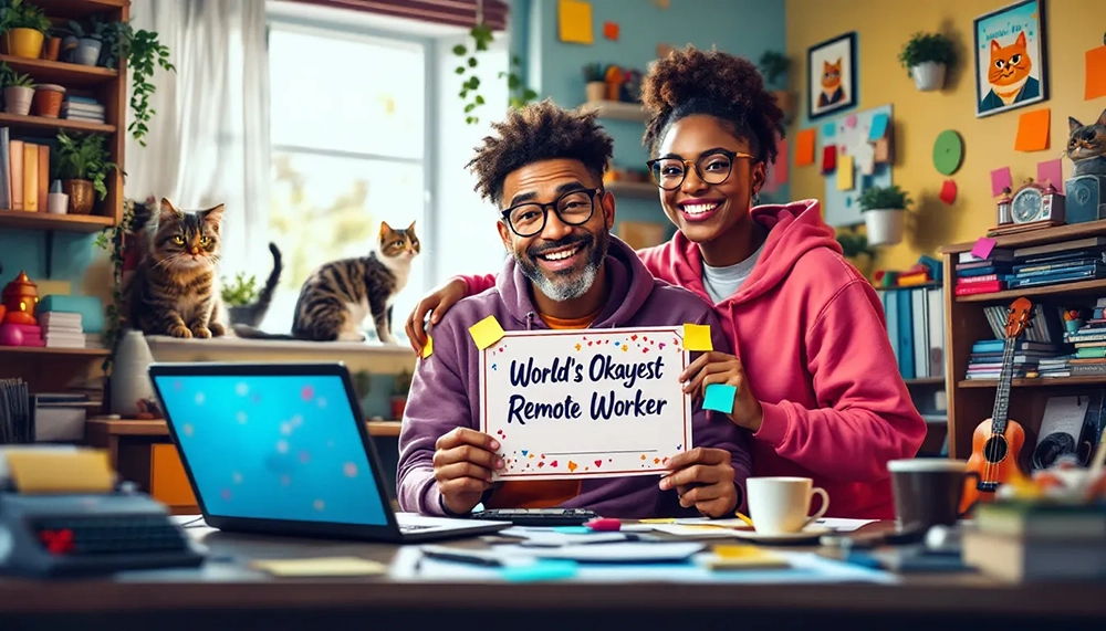 A photo capturing a remote team celebrating employee recognition.