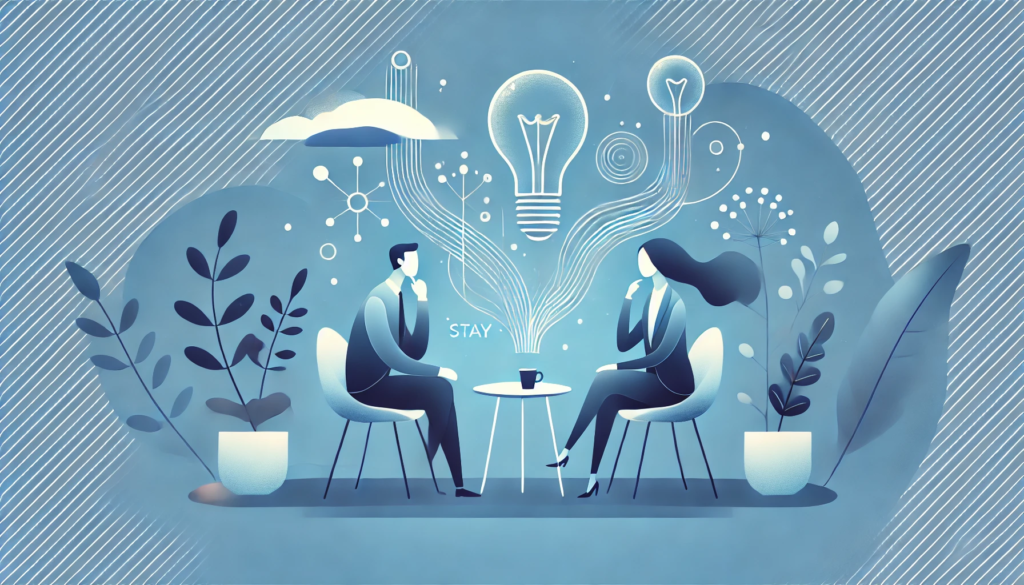 Illustration of implementing feedback from stay interviews in a workplace.