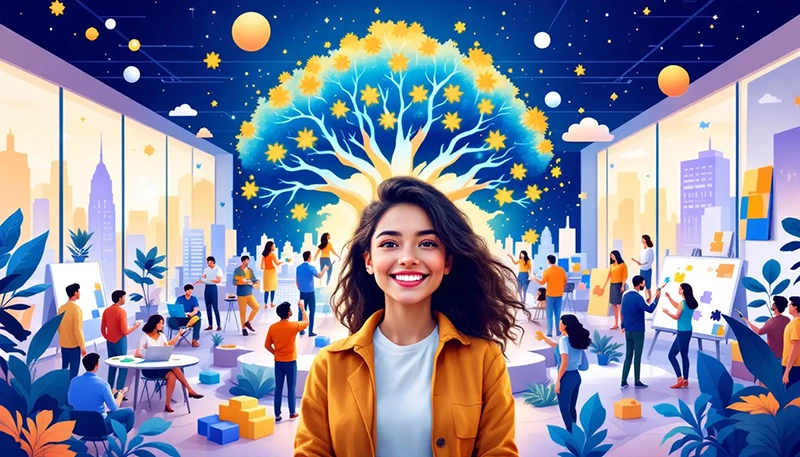 An illustration showing various employee development programs.