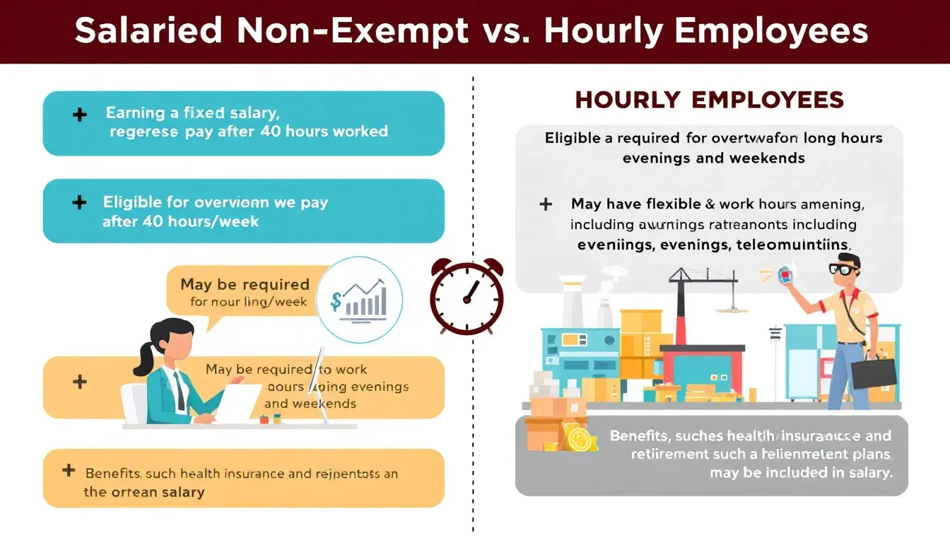 Comparison between salaried non exempt and hourly employees.