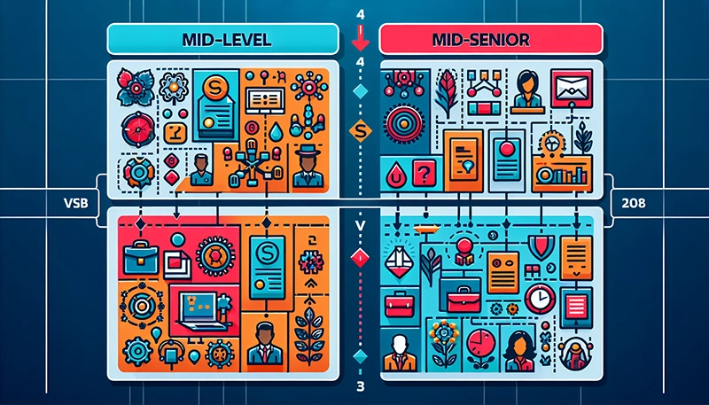 A comparison chart between mid level and mid senior level positions.