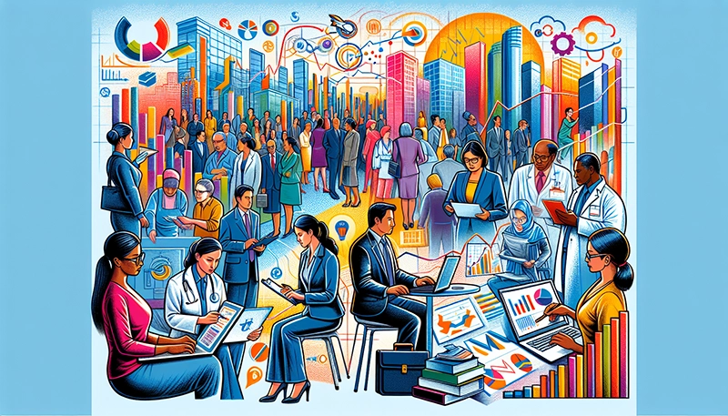 Illustration of various industry examples for mid senior level roles.