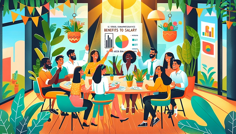 An illustration showing the impact of benefits to salary ratio on recruitment and retention.