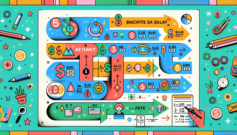 An illustration depicting the calculation of benefits to salary ratio.