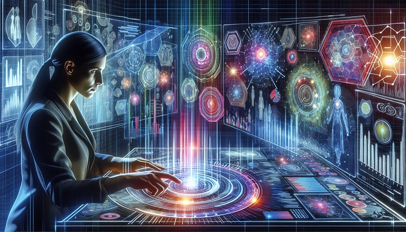 Illustration of a person conducting market research and analyzing data