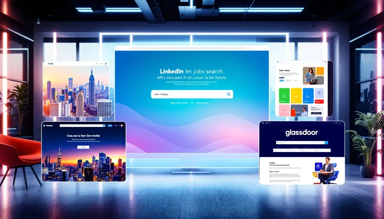 A collage of top salary websites for job seekers, showcasing their interfaces.