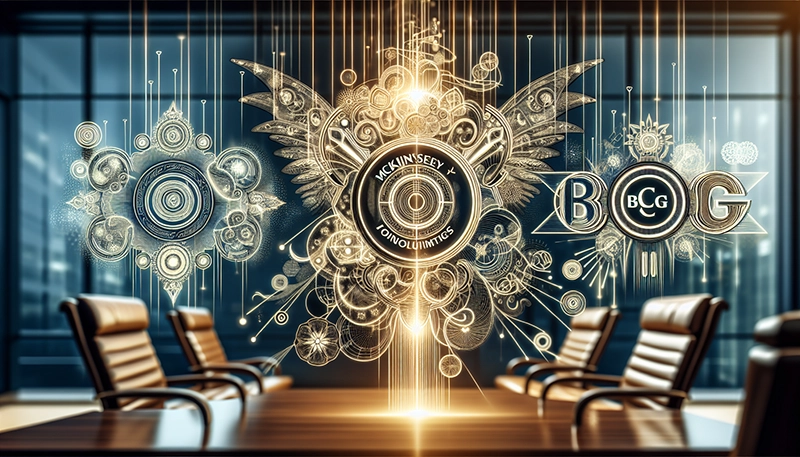 Illustration of business operations and management roles at top consulting firms