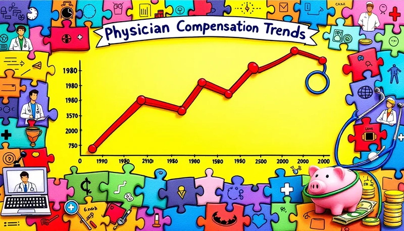 A graph showing average physician compensation trends over the years.