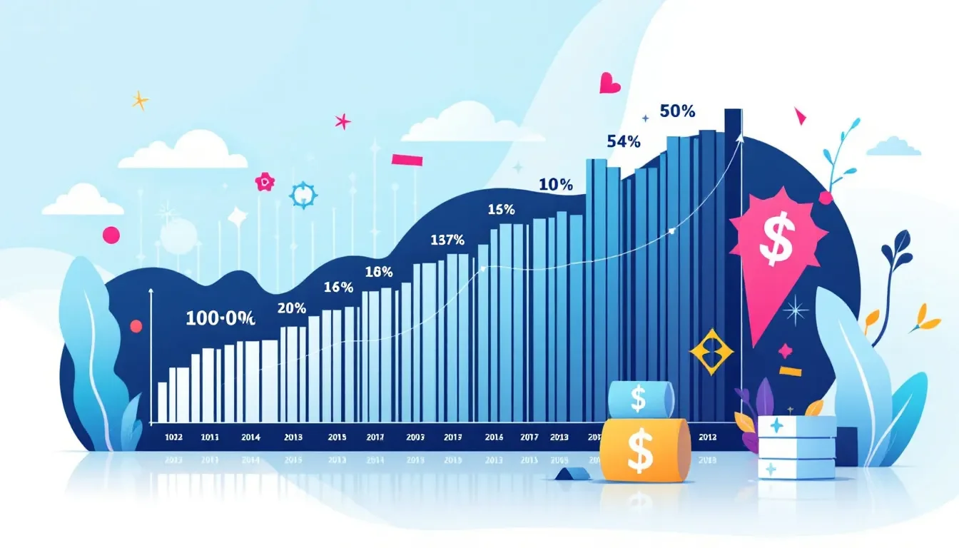 An infographic illustrating the average salary increase per year.