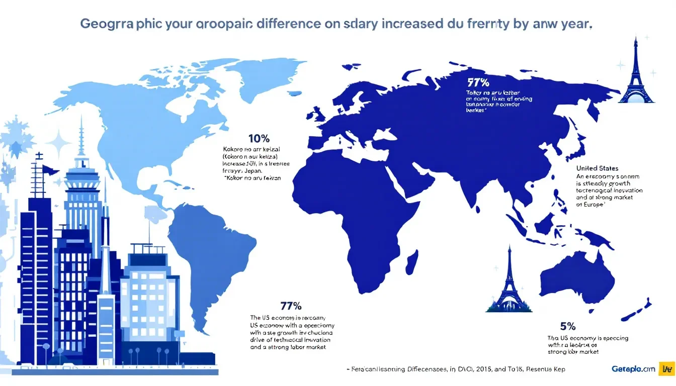 A map showing geographic differences in salary increases across regions.